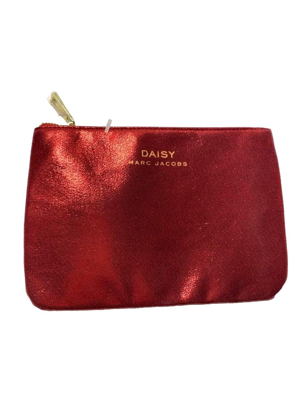 Marc Jacob Daisy Red Makeup Bag, Zip Shiny Classic Lightweight Travel Case, New